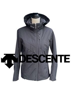 Descente Black Hooded Removable Powder Skirt Ski Jacket (M/10)